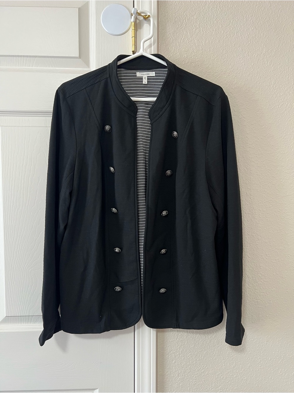 Maurices Black Military Style Double Breasted Blazer Jacket Size 1X